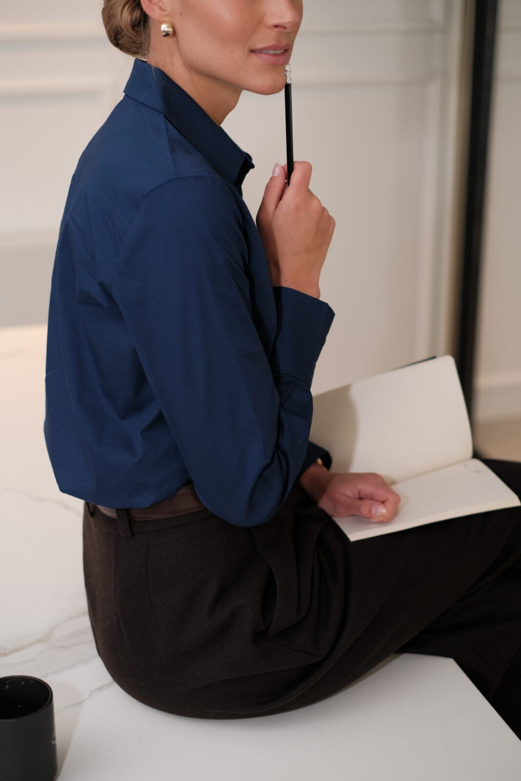 Granatowa, bawełniana koszula damska | clari 0.8 | - obrazek 2