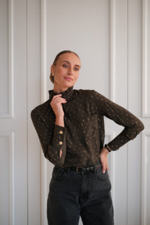 Zielona koszula damska z falbanką | clari 0.11 |